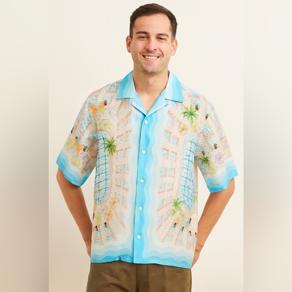 272 NWT Casablanca Le Plongeon Shirt Men Size Large Color Blue - Picture 1 of 10